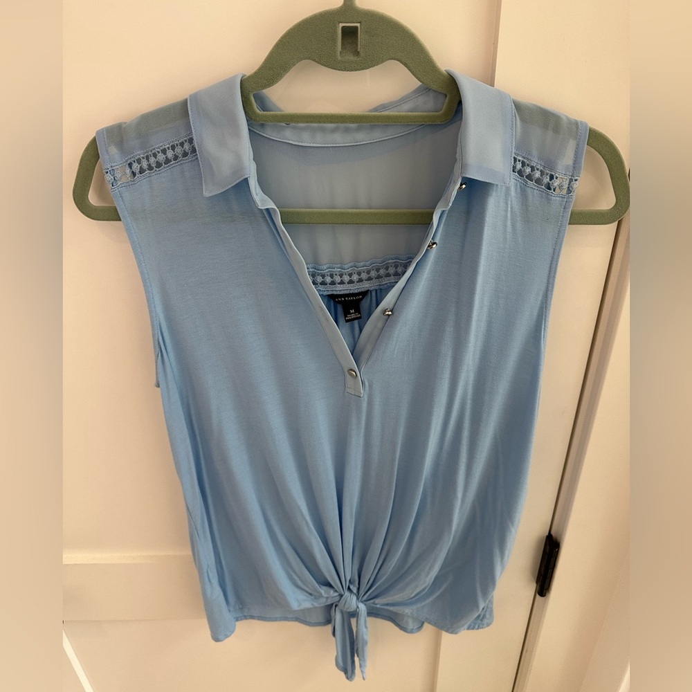 Ann Taylor Sky Blue Sleeveless Blouse